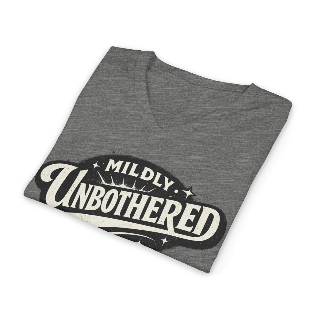 Mildly Unbothered V-Neck Tee — Retro Graphic Relaxed Attitude Shirt