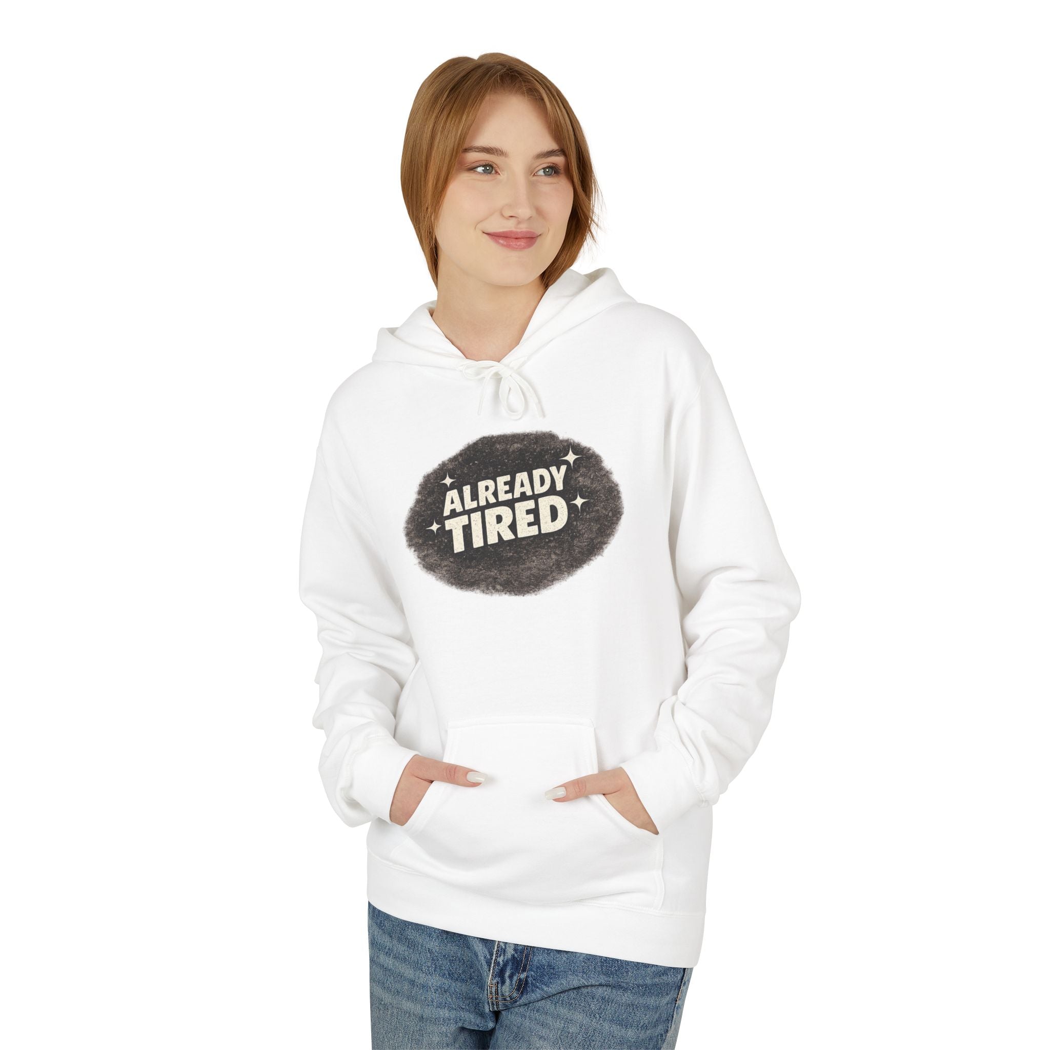 Already Tired Hoodie — Funny Retro Distressed Graphic Pullover