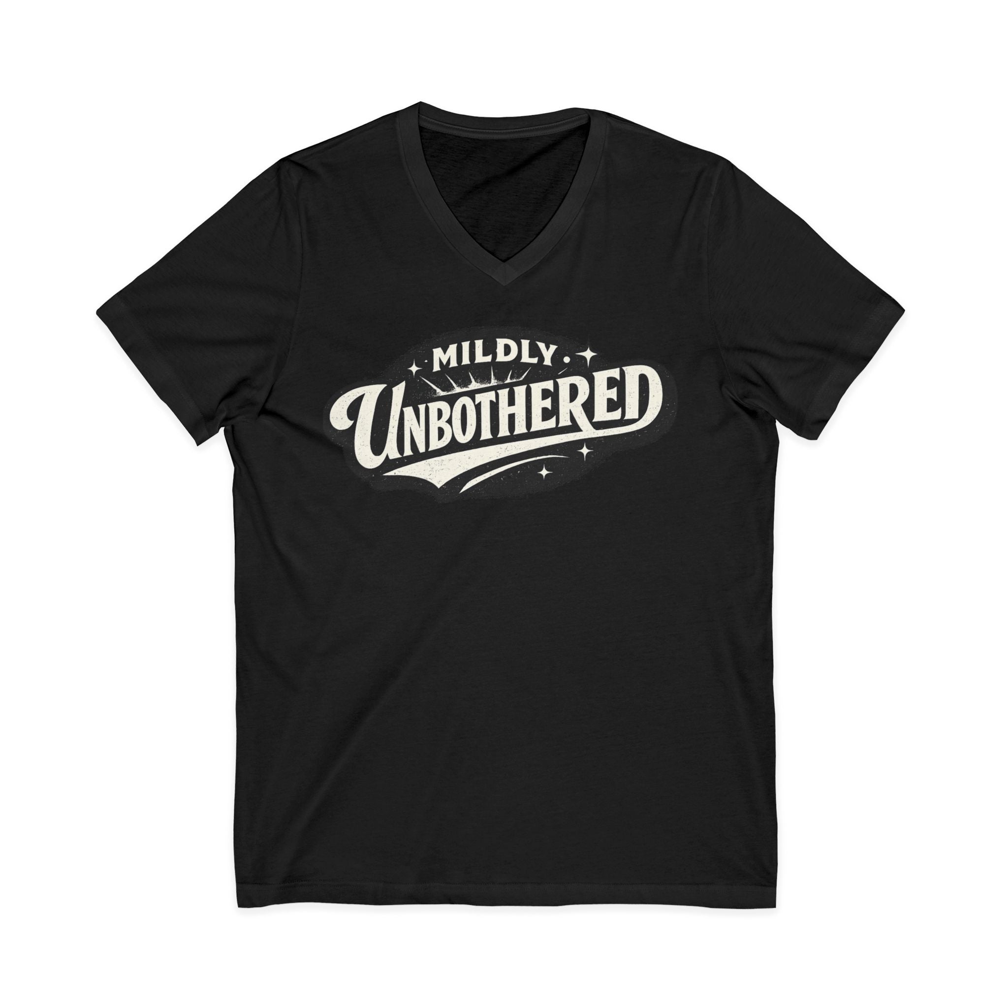 Mildly Unbothered V-Neck Tee — Retro Graphic Relaxed Attitude Shirt