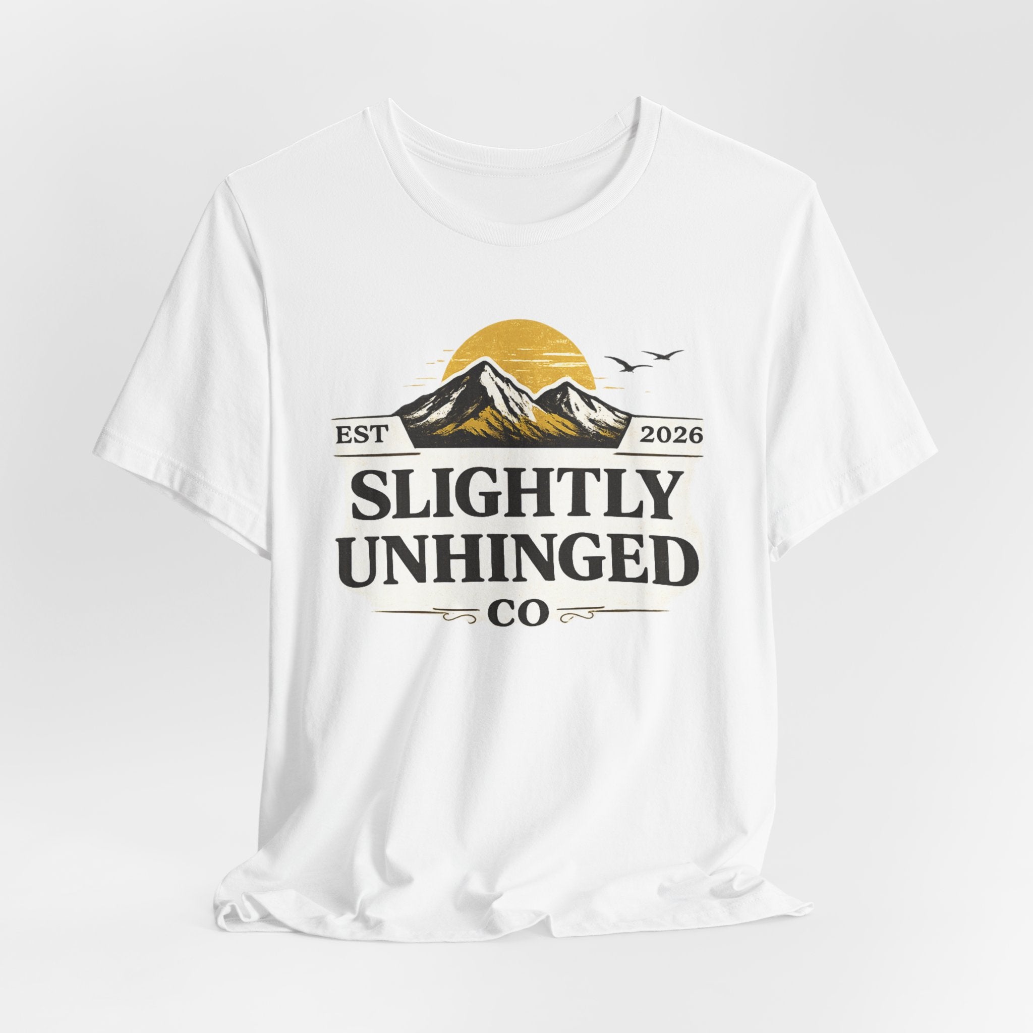 Slightly Unhinged Co. Mountain Graphic Tee — Vintage Outdoor Adventure T-Shirt