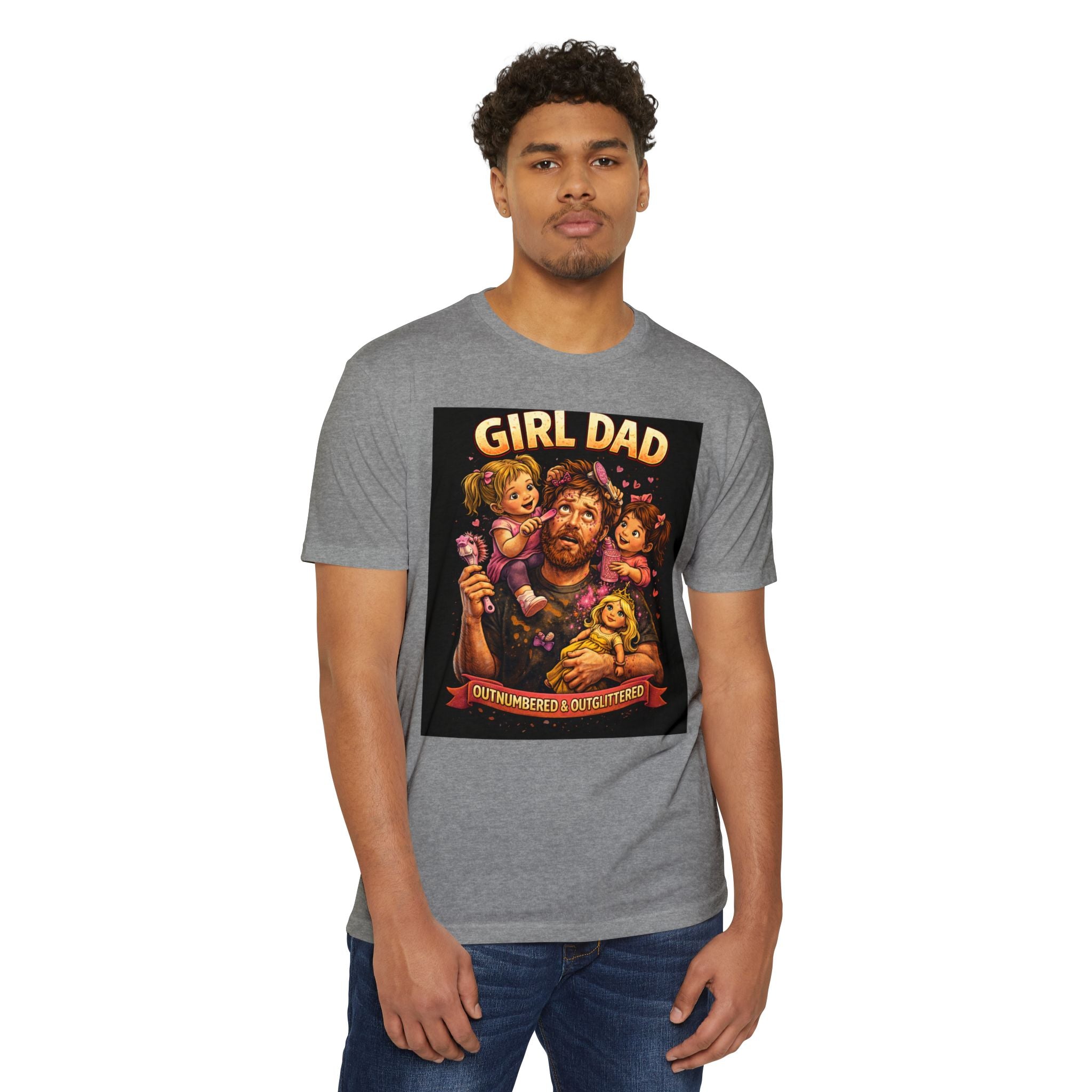 Girl Dad T-Shirt — "Outnumbered & Outglittered" Vintage Dad Tee