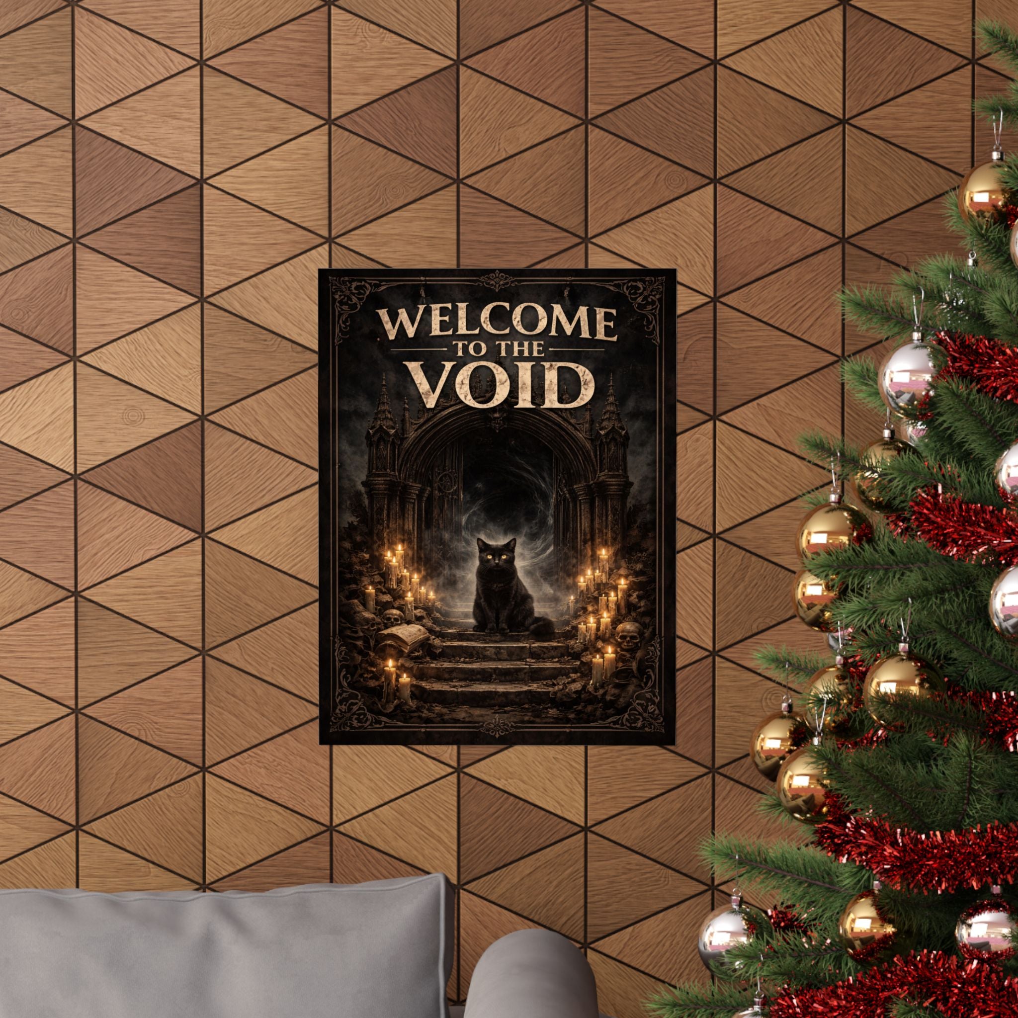 Welcome to the Void | Gothic Black Cat Poster | Dark Aesthetic Wall Art
