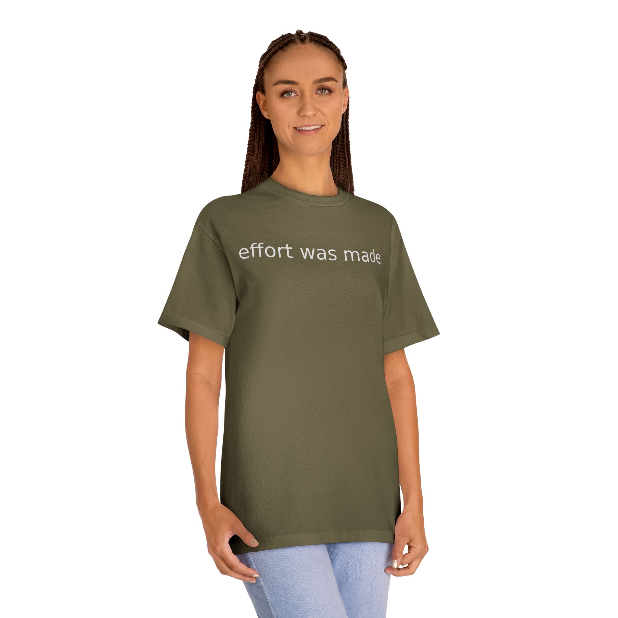 Subtle 'Effort Was Made' White Tee — Minimalist Casual T-Shirt