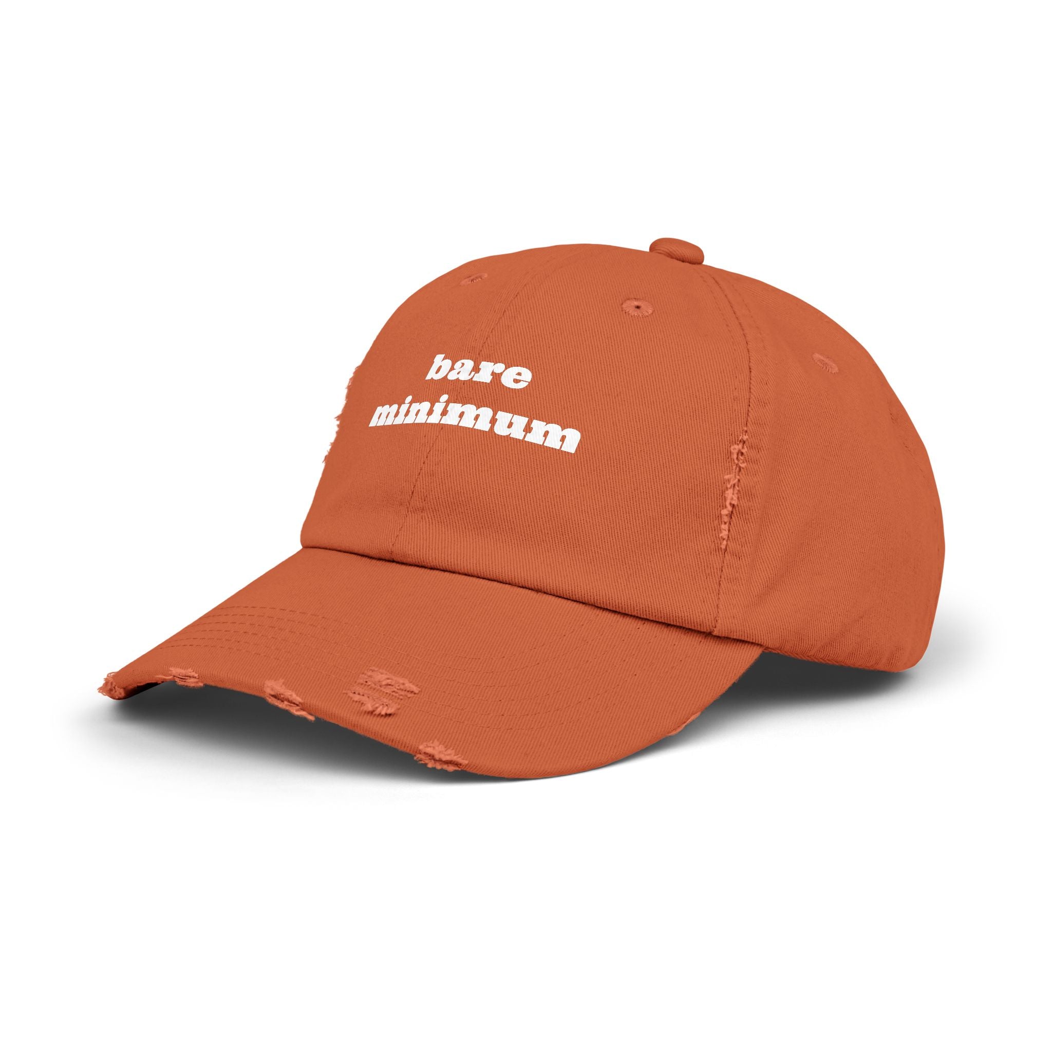 Distressed Dad Hat — "bare minimum" Minimalist Embroidered Cap