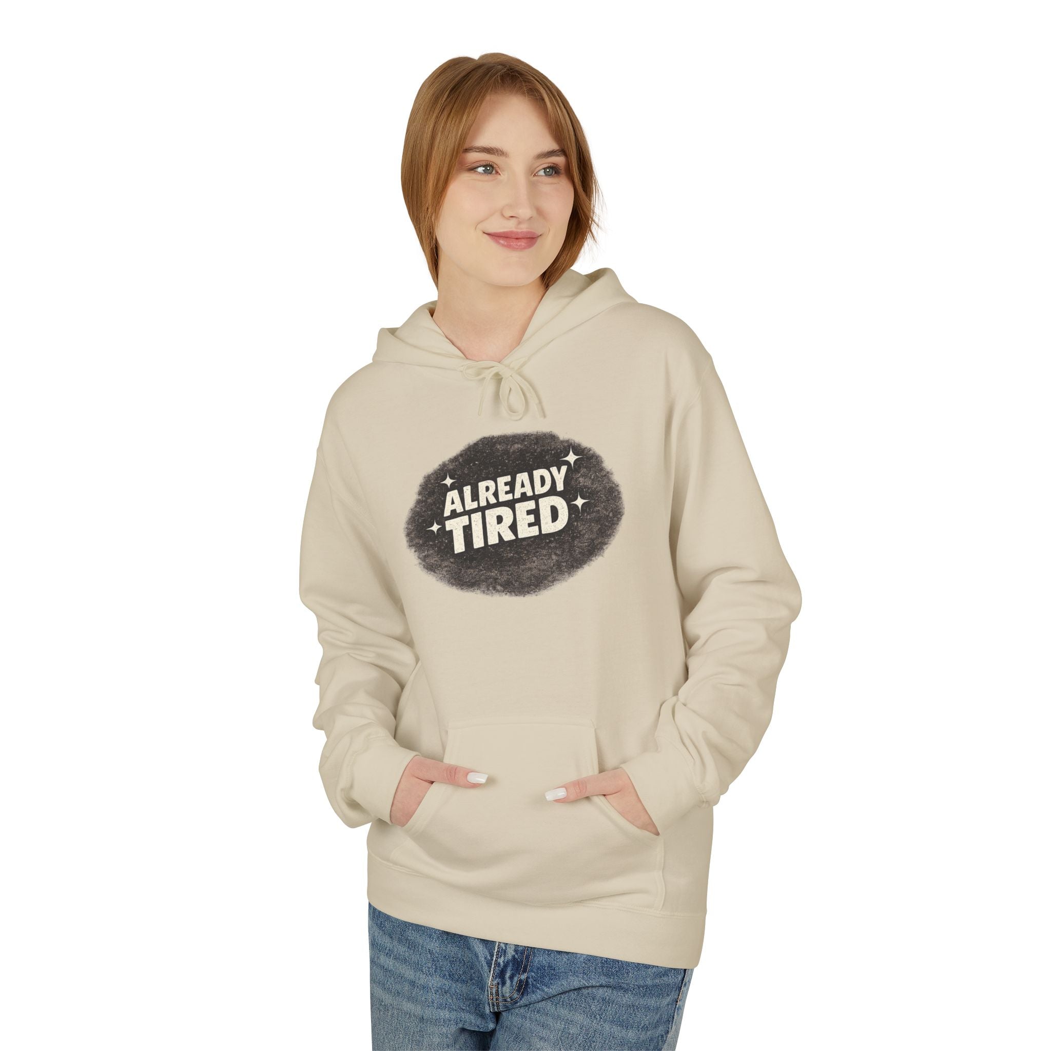 Already Tired Hoodie — Funny Retro Distressed Graphic Pullover