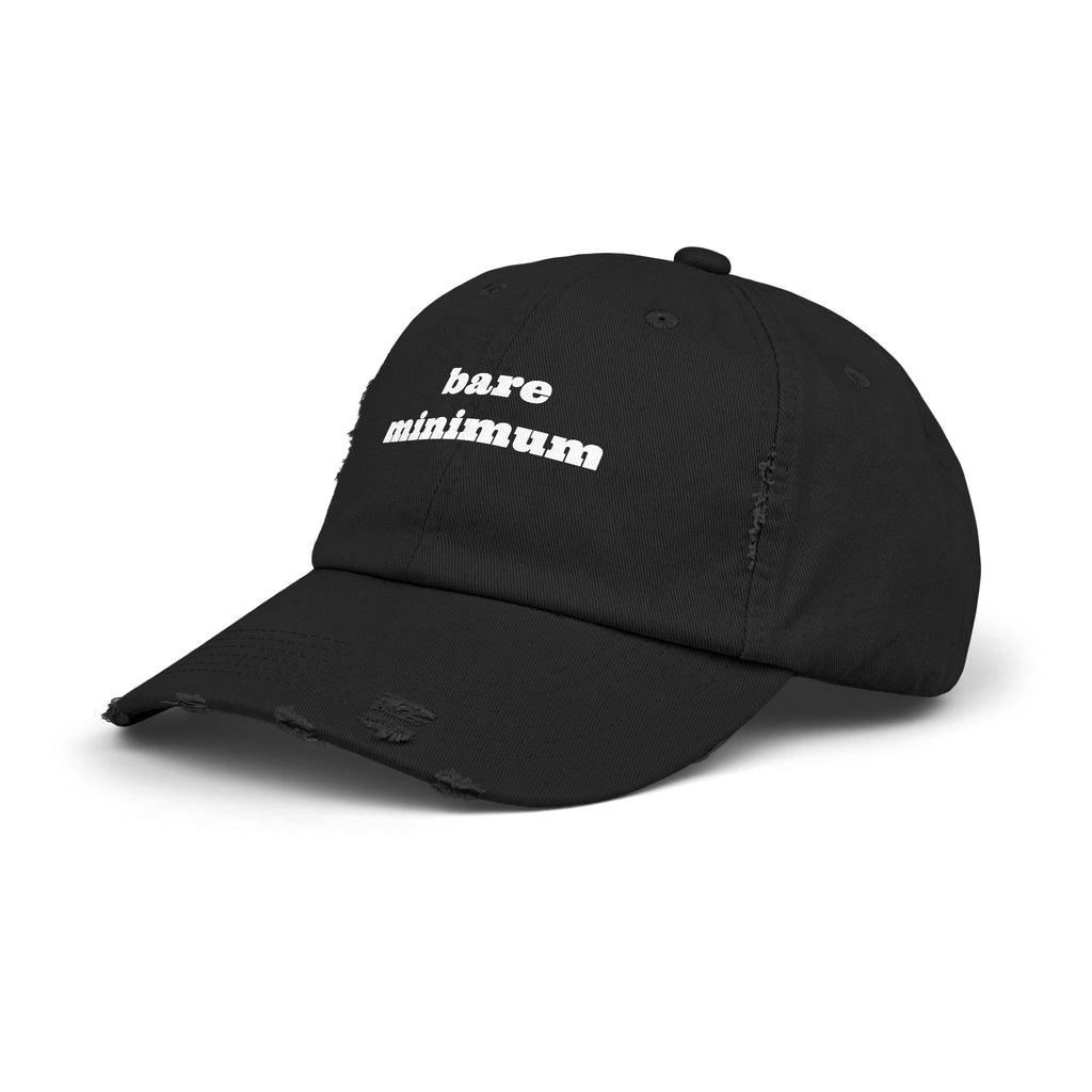 Distressed Dad Hat — "bare minimum" Minimalist Embroidered Cap