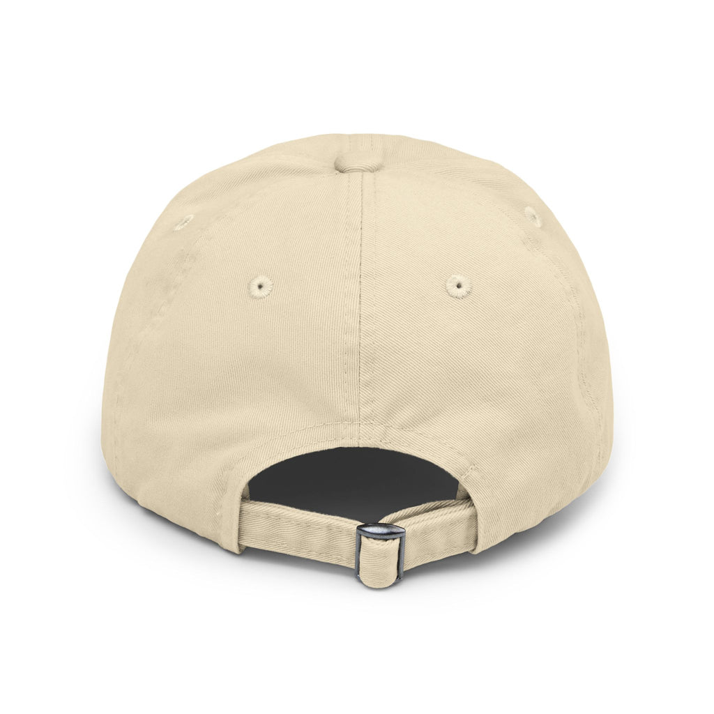 Distressed Dad Hat — "bare minimum" Minimalist Embroidered Cap