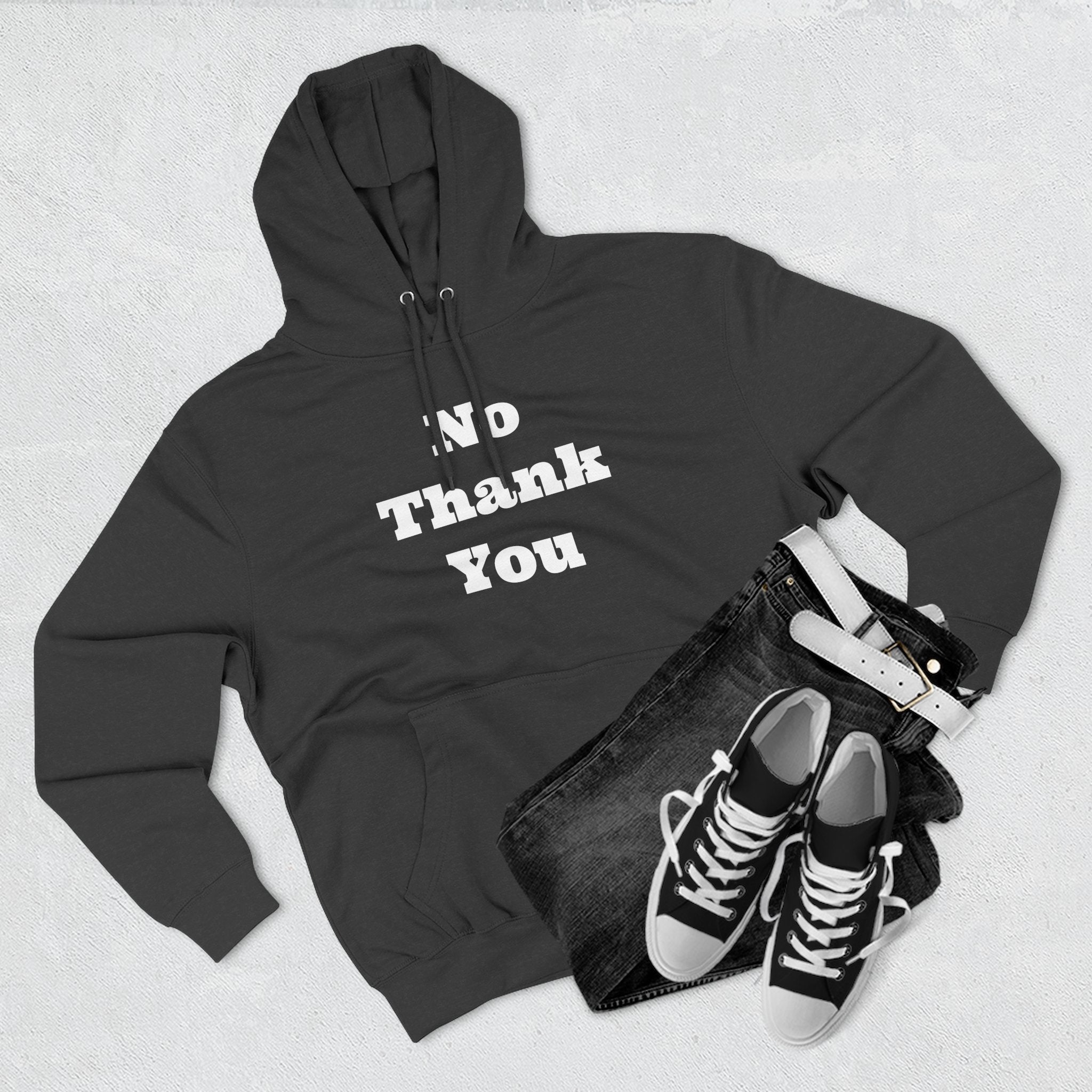 “No Thank You” Hoodie – Minimalist Sarcasm Pullover