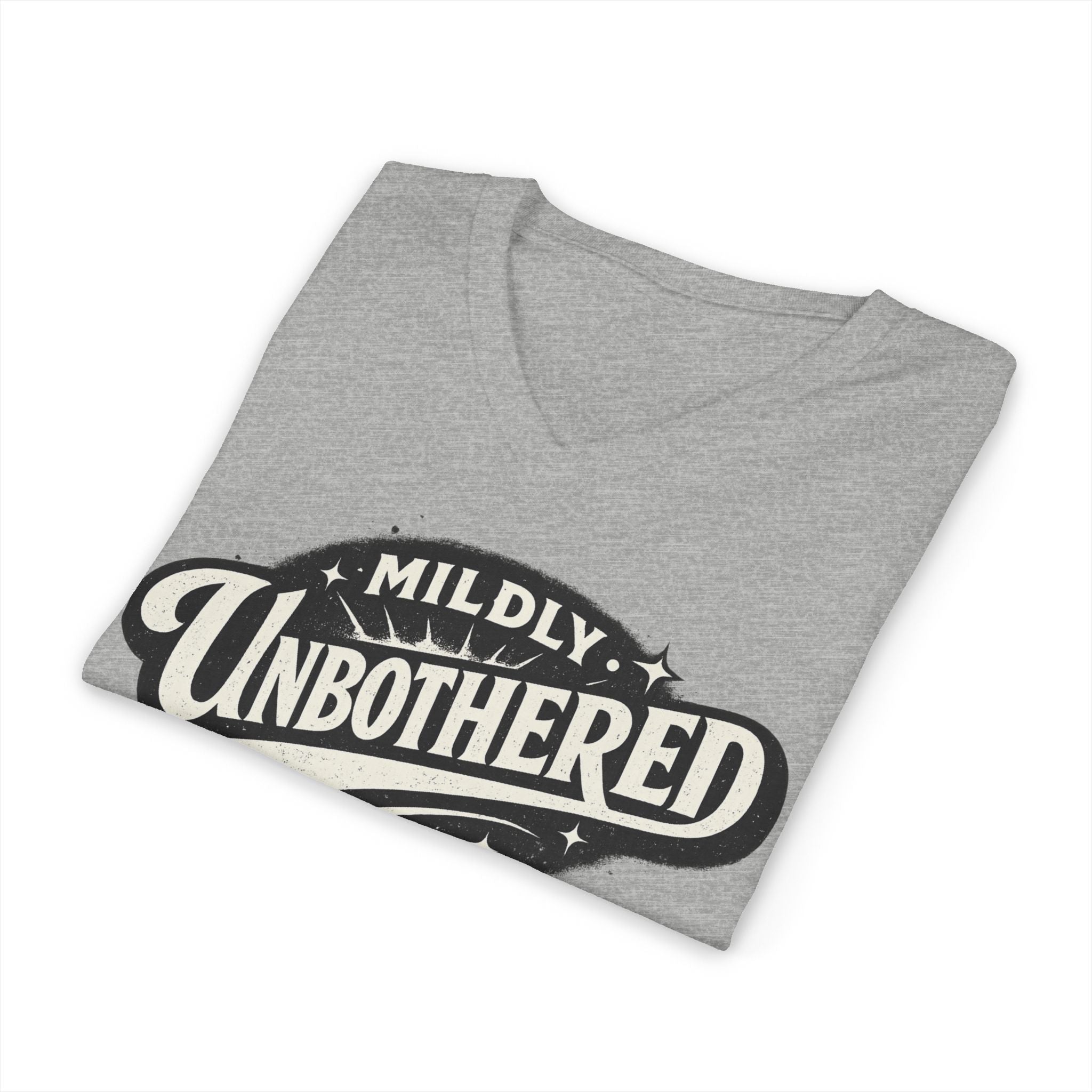 Mildly Unbothered V-Neck Tee — Retro Graphic Relaxed Attitude Shirt