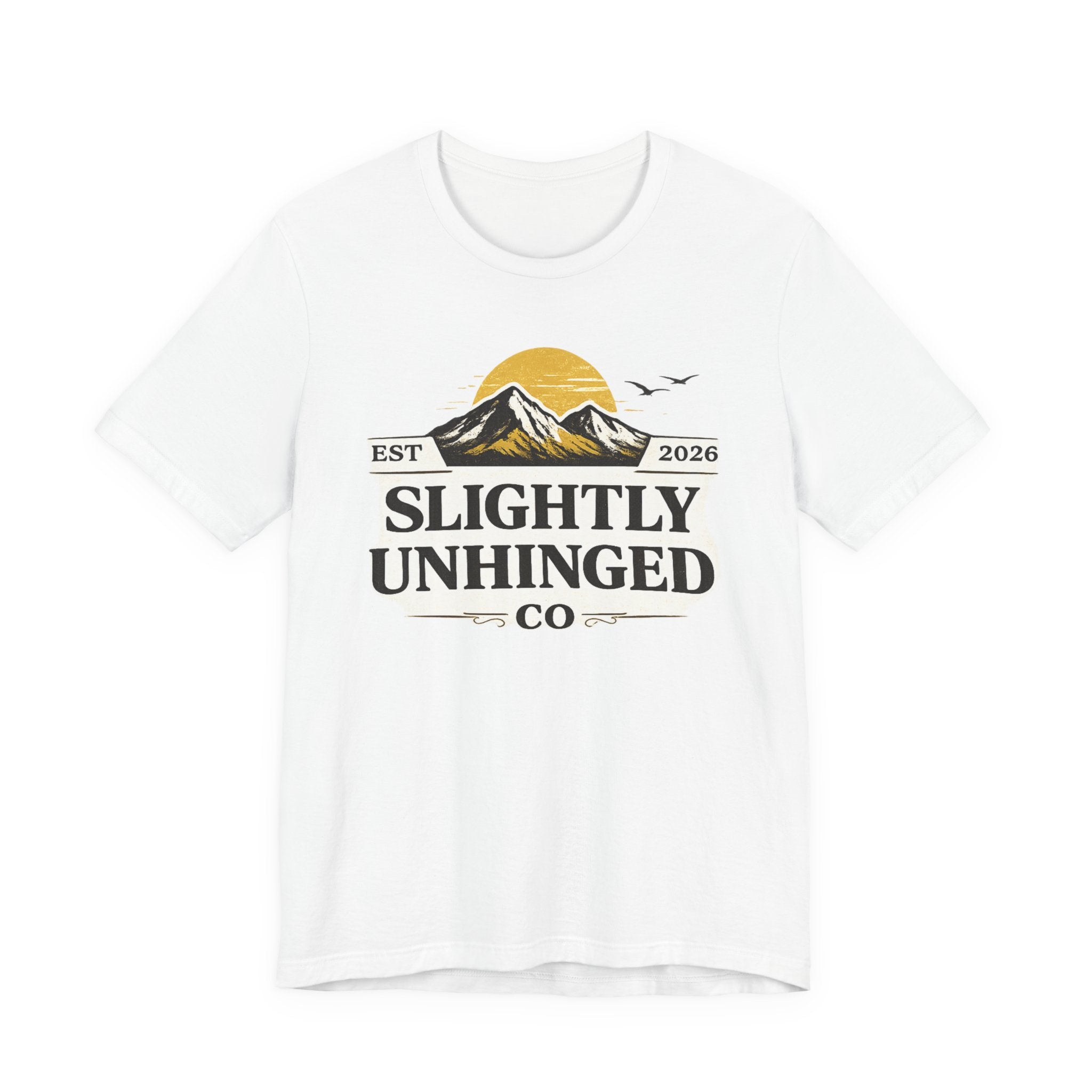 Slightly Unhinged Co. Mountain Graphic Tee — Vintage Outdoor Adventure T-Shirt