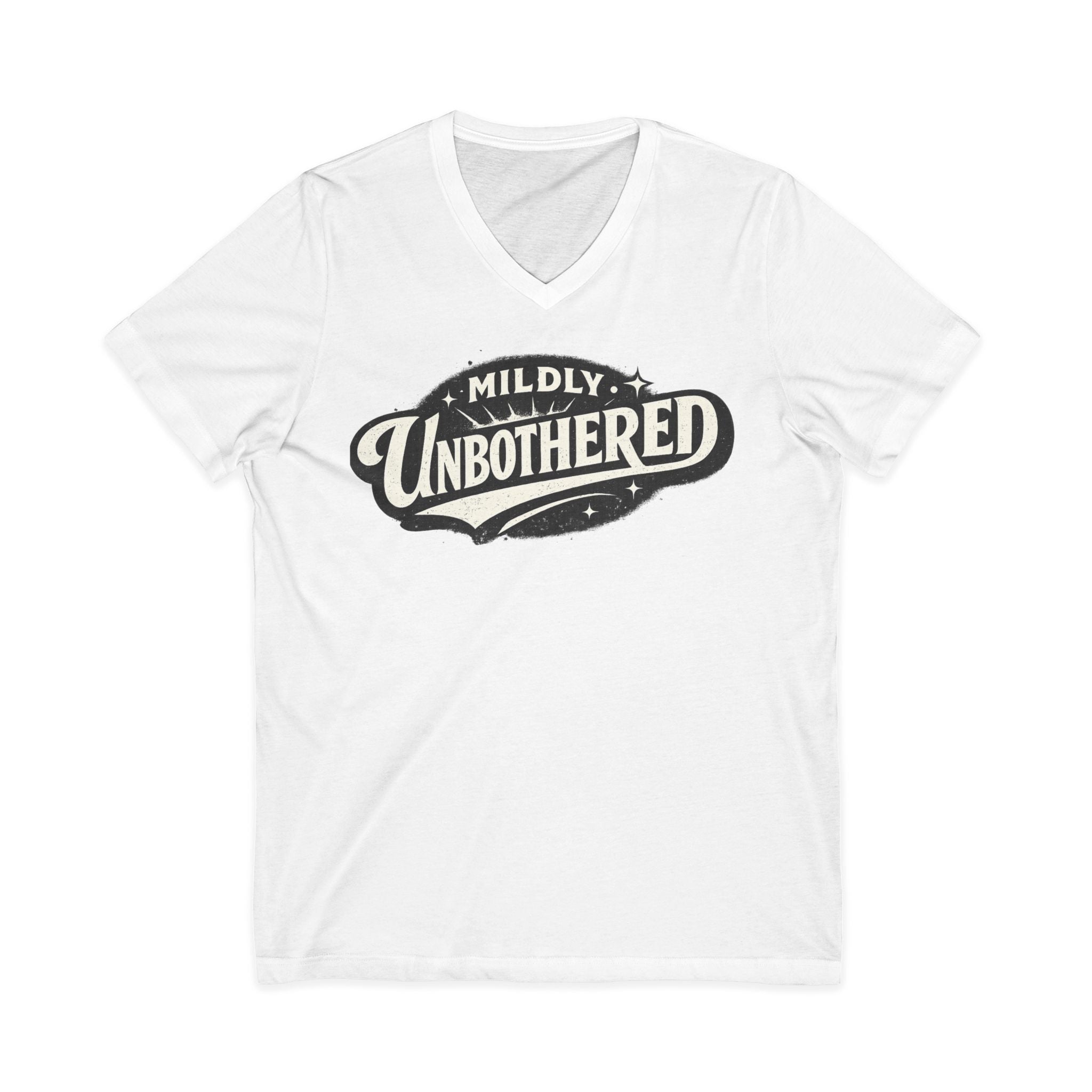 Mildly Unbothered V-Neck Tee — Retro Graphic Relaxed Attitude Shirt