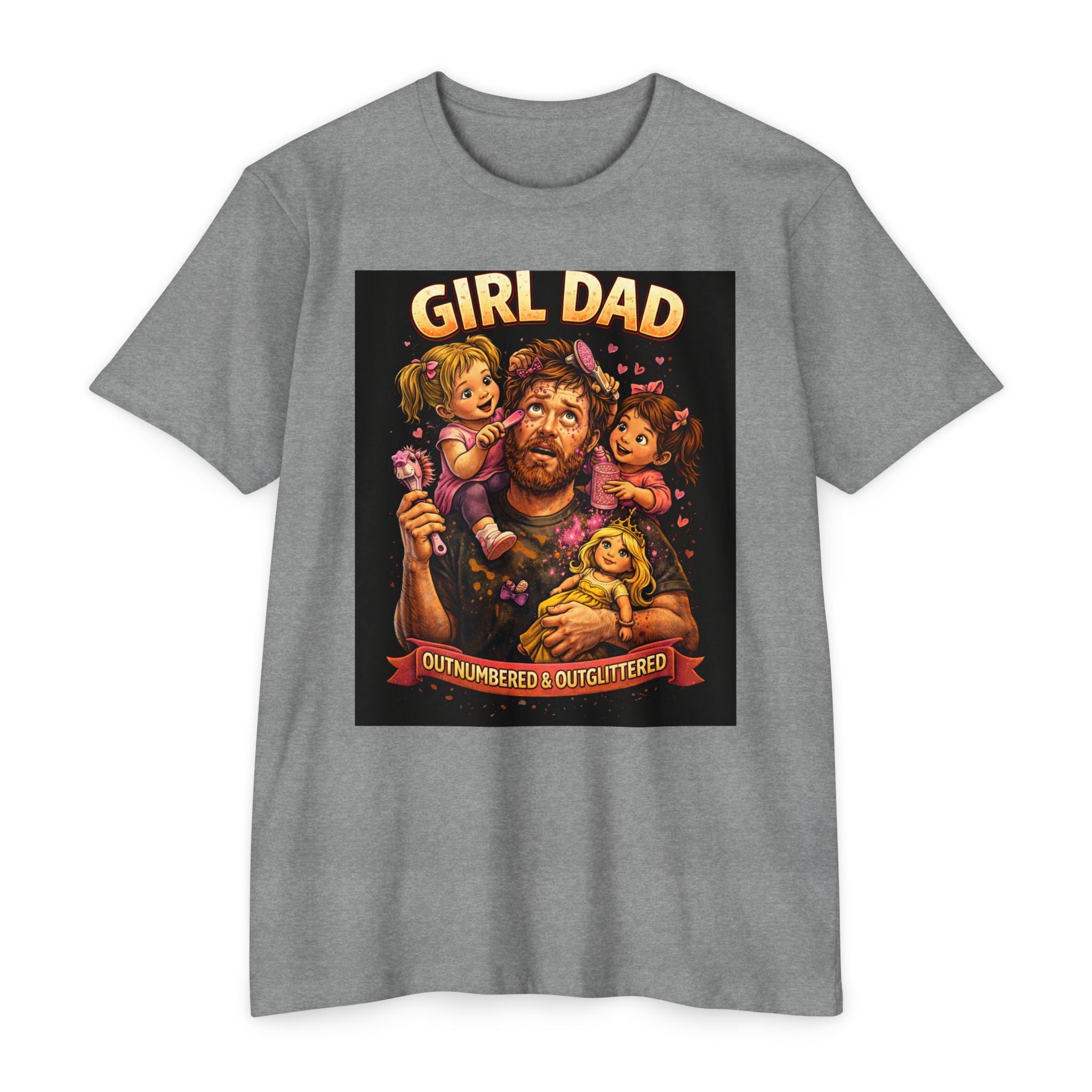 Girl Dad T-Shirt — "Outnumbered & Outglittered" Vintage Dad Tee