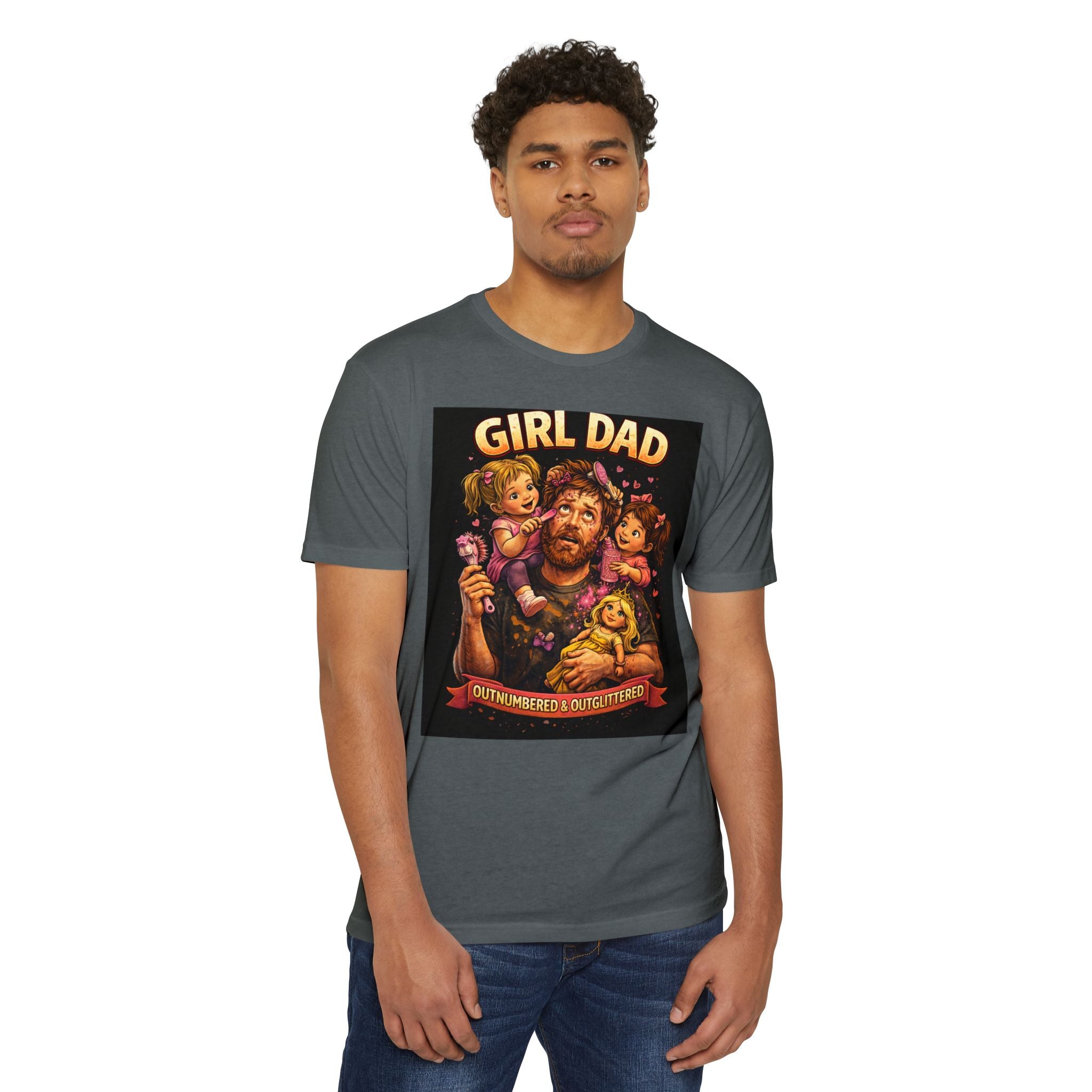 Girl Dad T-Shirt — "Outnumbered & Outglittered" Vintage Dad Tee