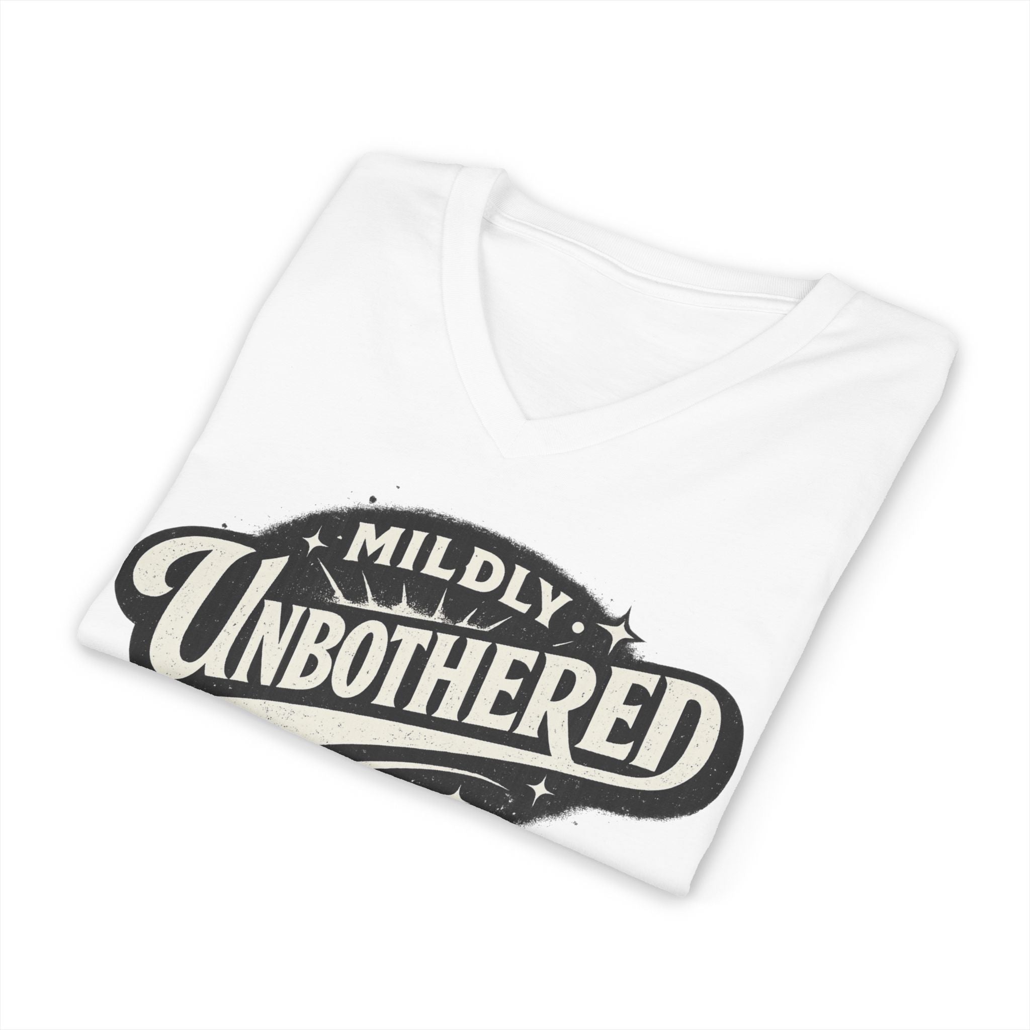 Mildly Unbothered V-Neck Tee — Retro Graphic Relaxed Attitude Shirt