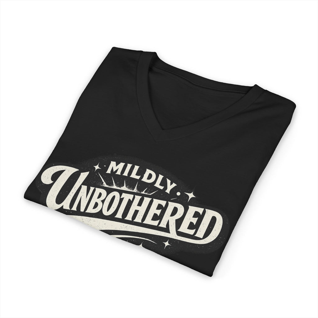 Mildly Unbothered V-Neck Tee — Retro Graphic Relaxed Attitude Shirt