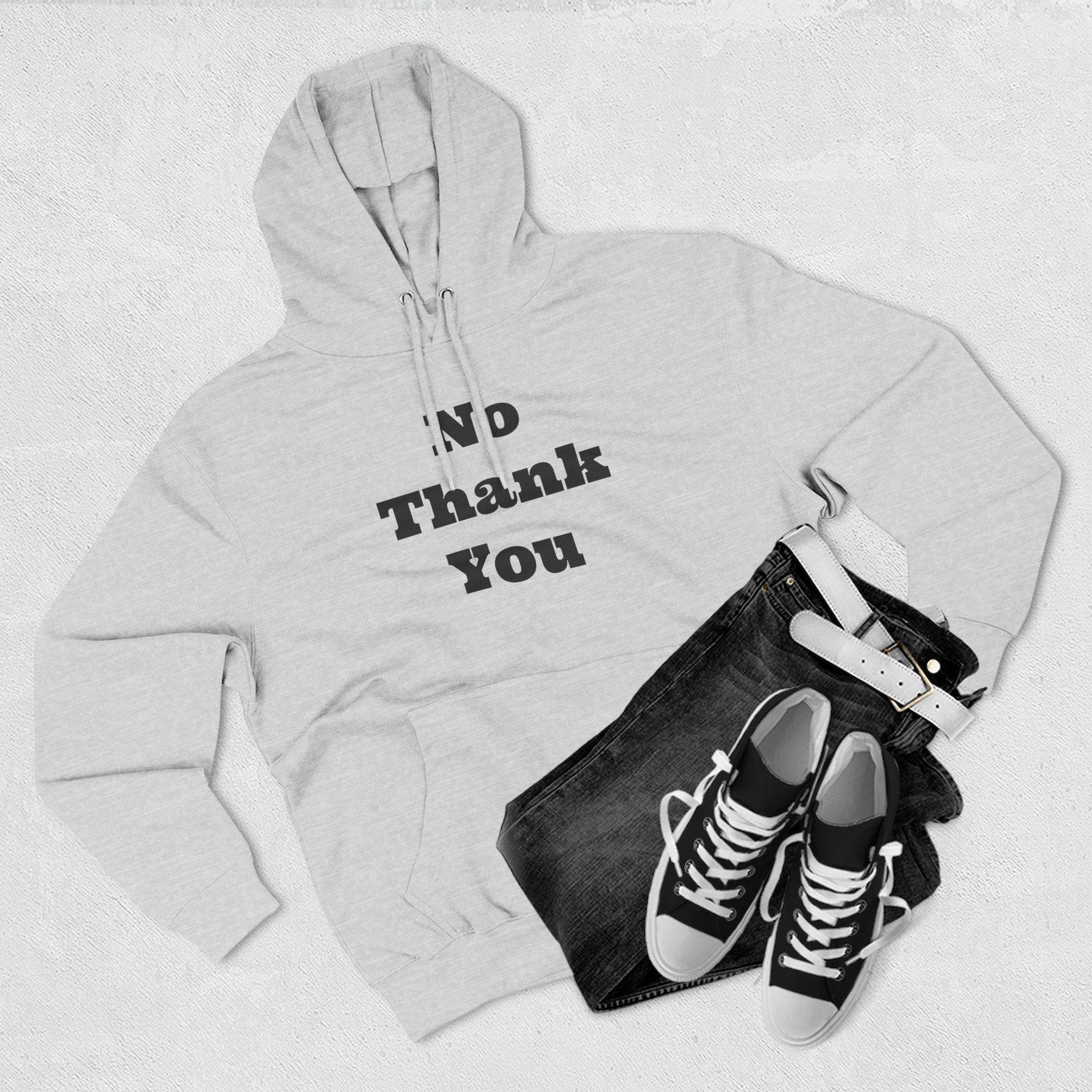 “No Thank You” Hoodie – Minimalist Sarcasm Pullover
