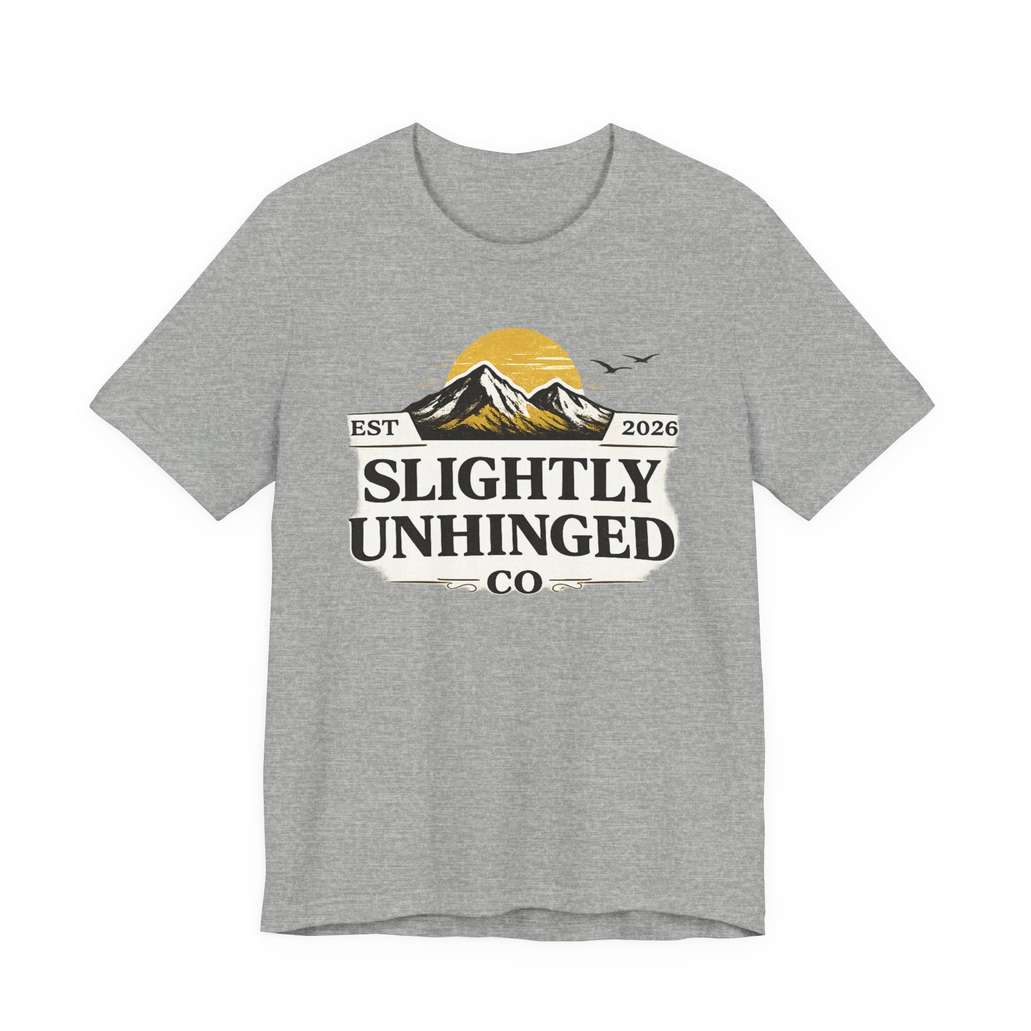 Slightly Unhinged Co. Mountain Graphic Tee — Vintage Outdoor Adventure T-Shirt