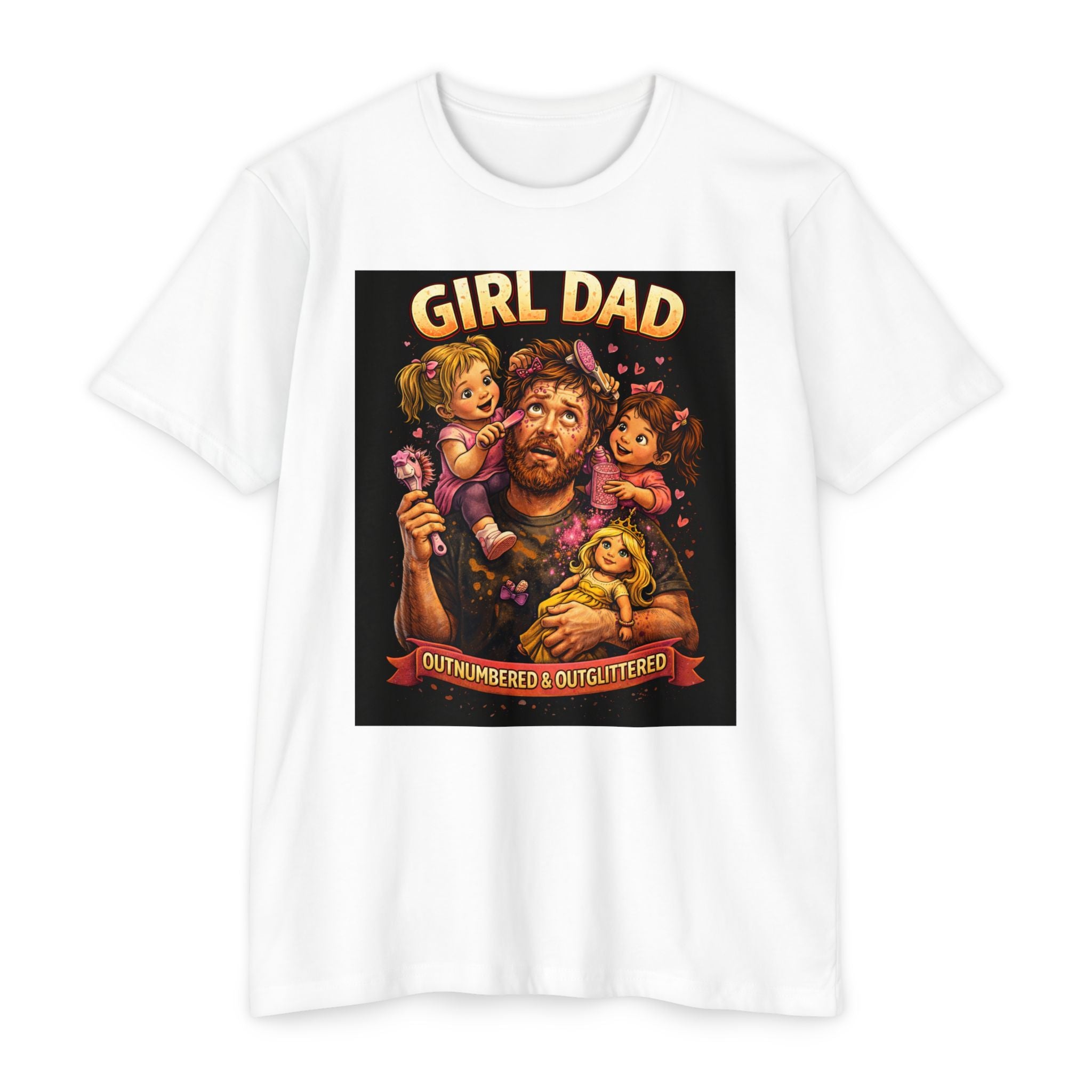 Girl Dad T-Shirt — "Outnumbered & Outglittered" Vintage Dad Tee