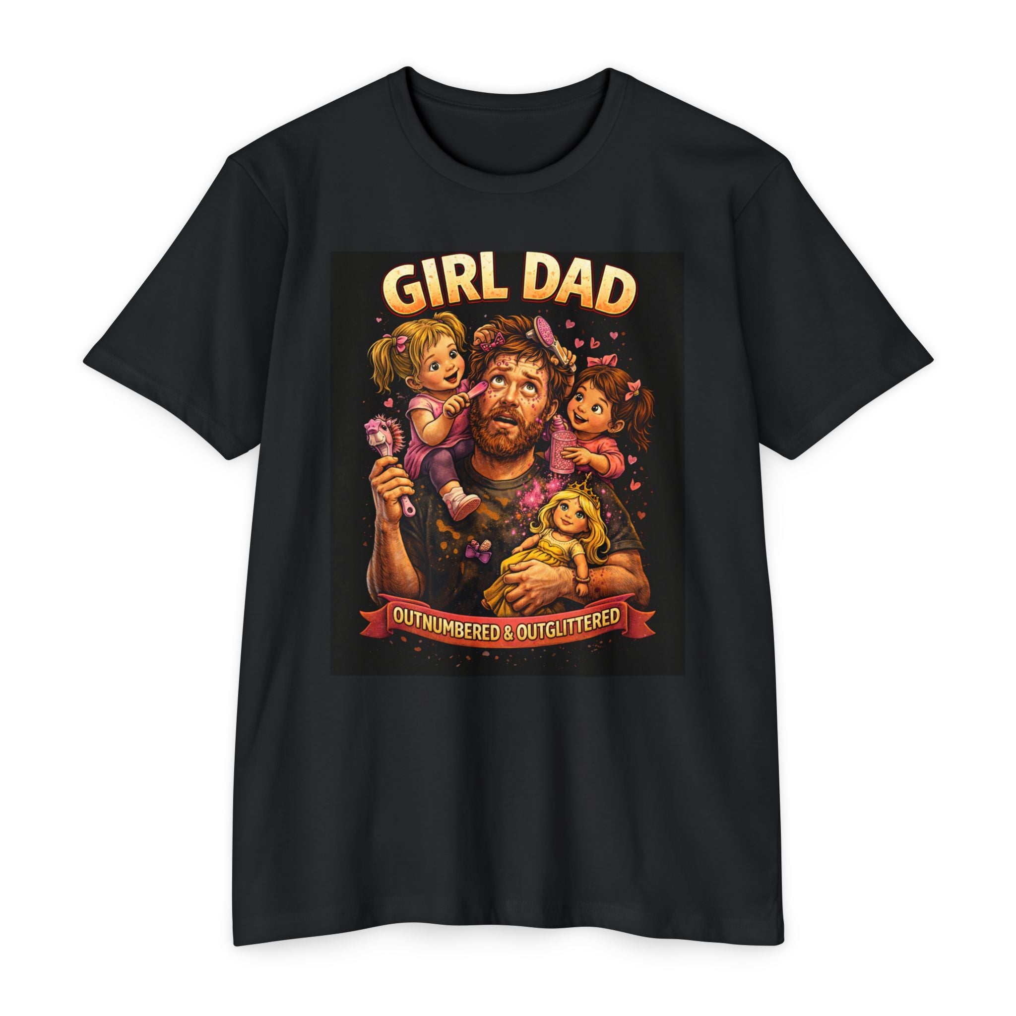 Girl Dad T-Shirt — "Outnumbered & Outglittered" Vintage Dad Tee