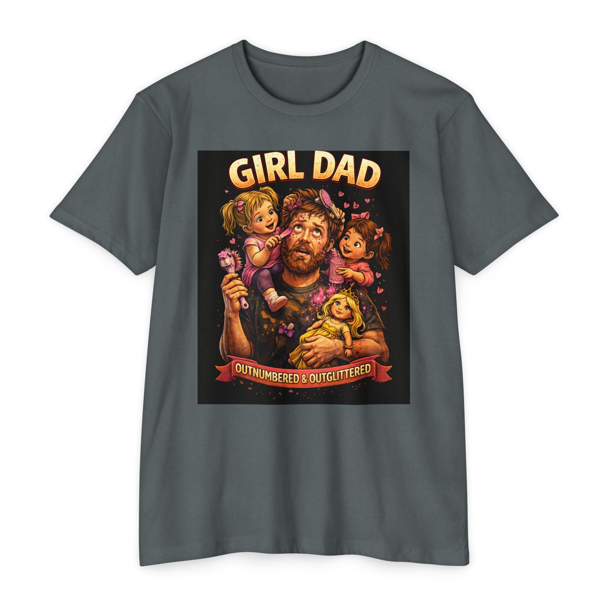 Girl Dad T-Shirt — "Outnumbered & Outglittered" Vintage Dad Tee