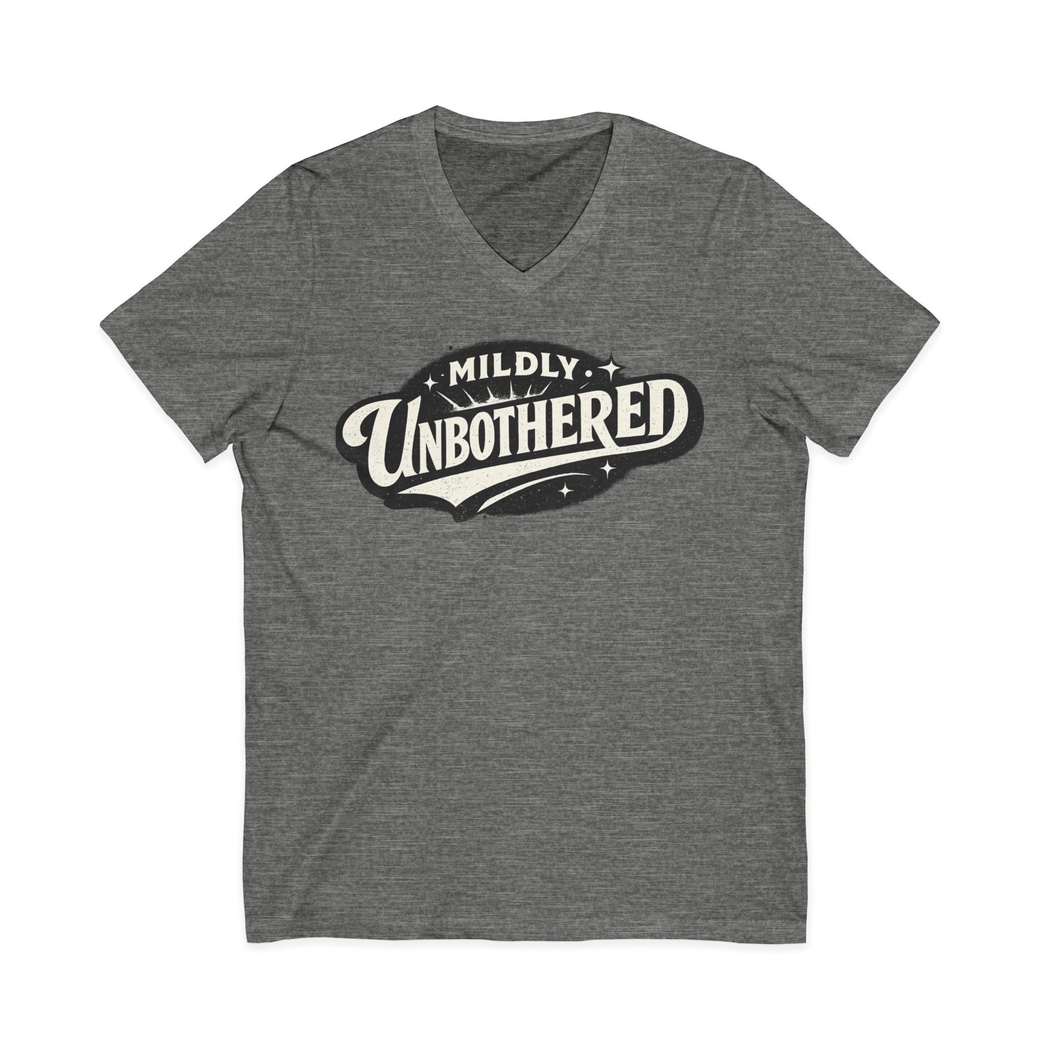 Mildly Unbothered V-Neck Tee — Retro Graphic Relaxed Attitude Shirt