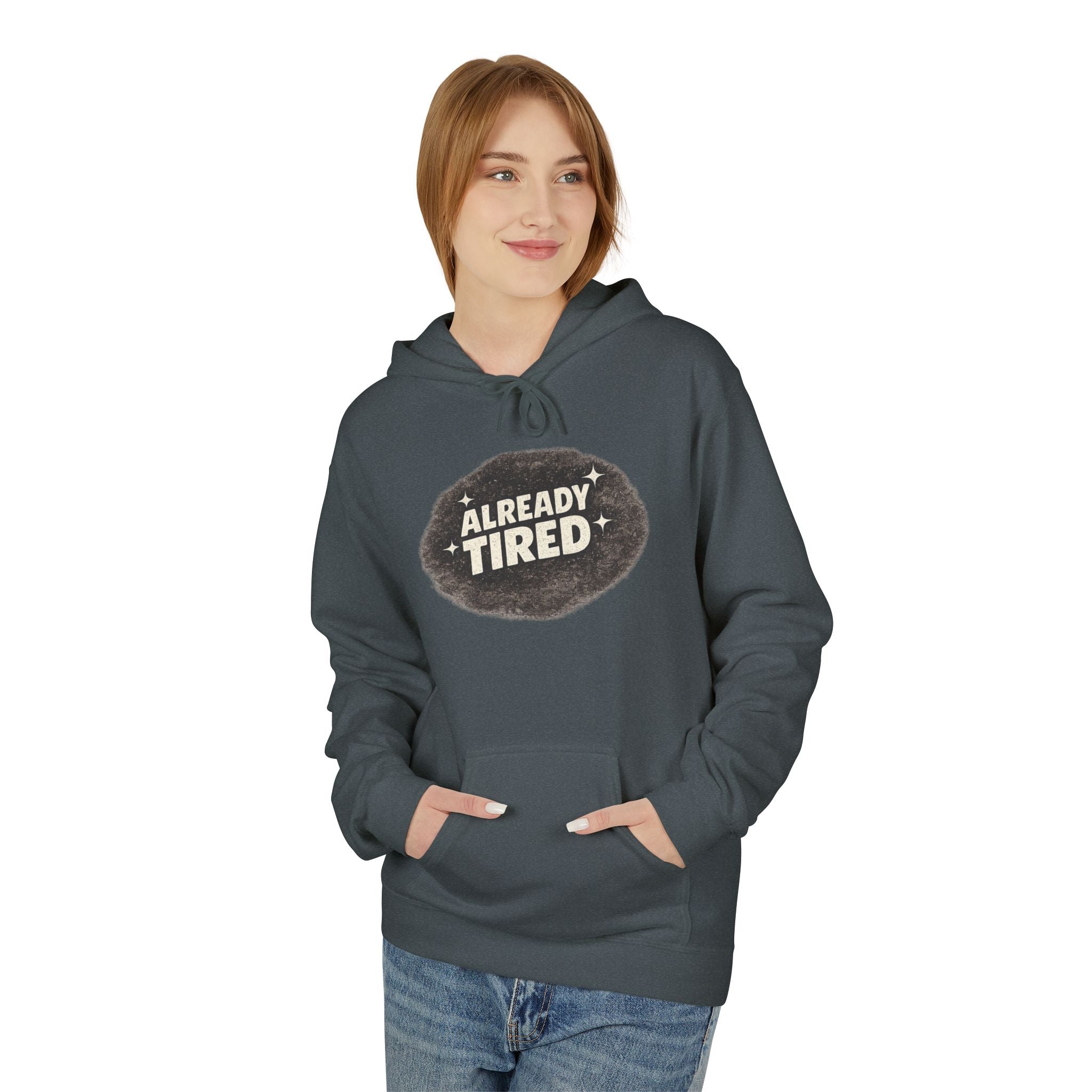 Already Tired Hoodie — Funny Retro Distressed Graphic Pullover