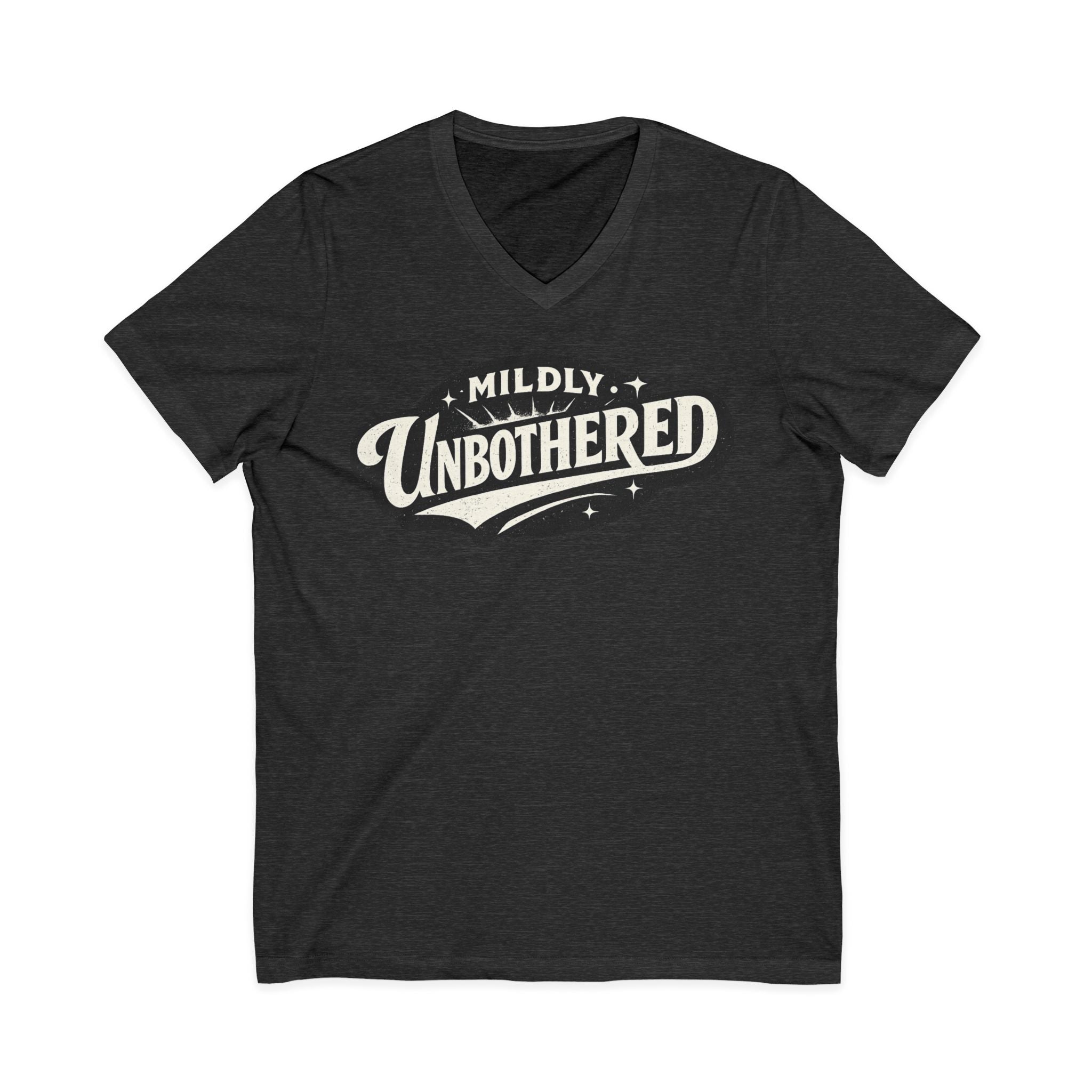 Mildly Unbothered V-Neck Tee — Retro Graphic Relaxed Attitude Shirt