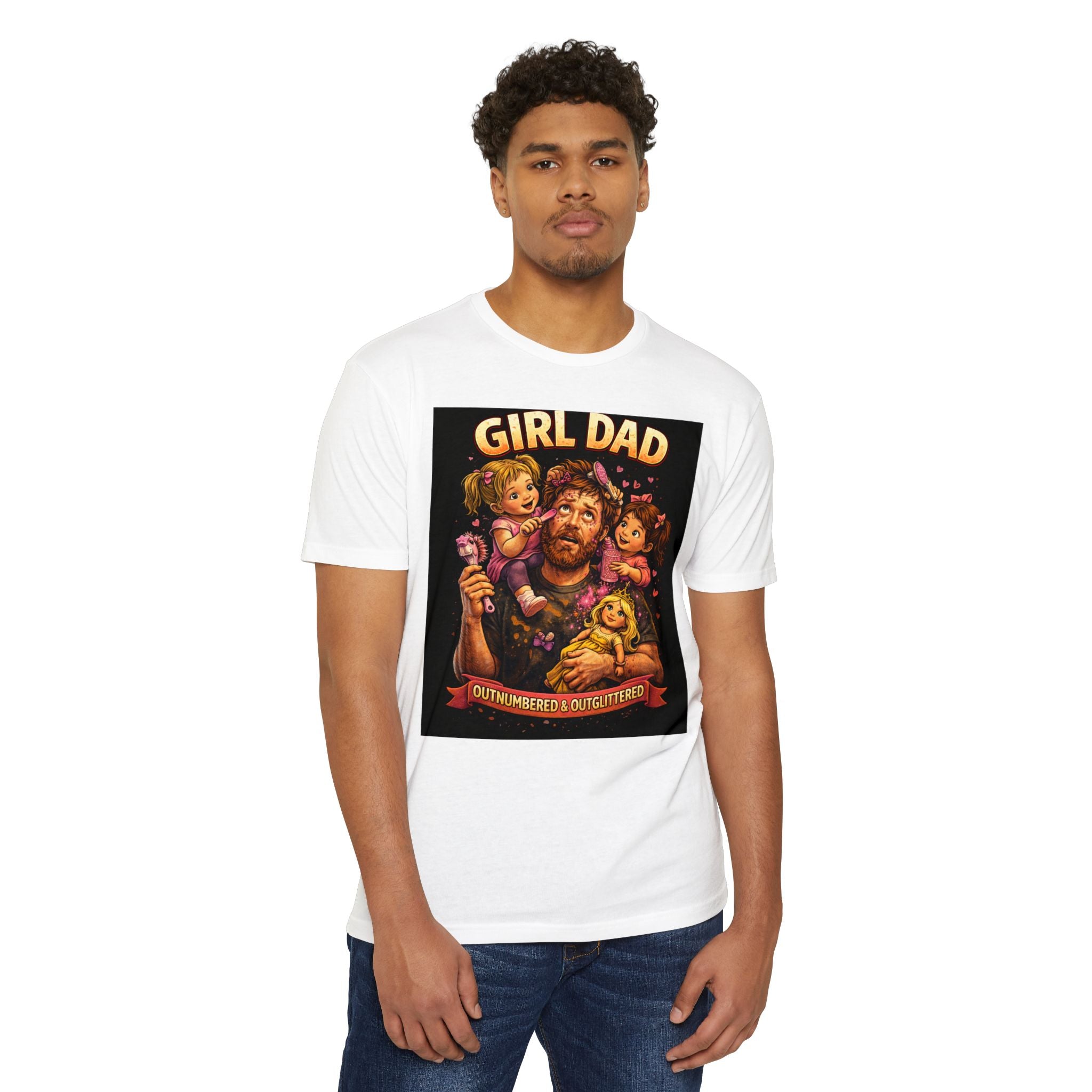 Girl Dad T-Shirt — "Outnumbered & Outglittered" Vintage Dad Tee