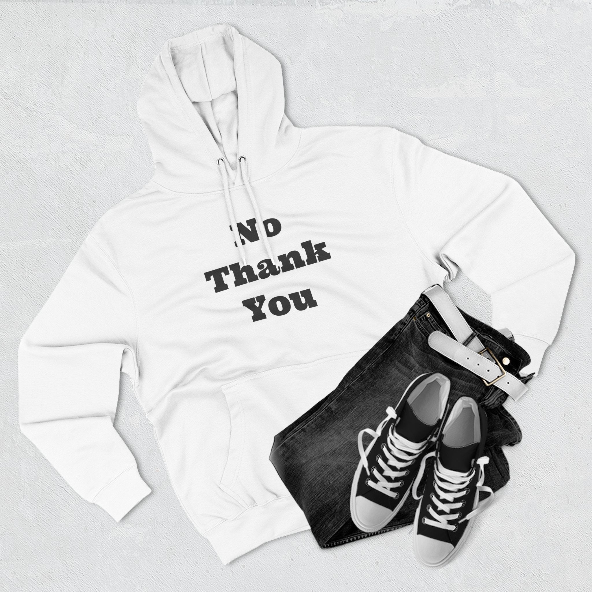 “No Thank You” Hoodie – Minimalist Sarcasm Pullover
