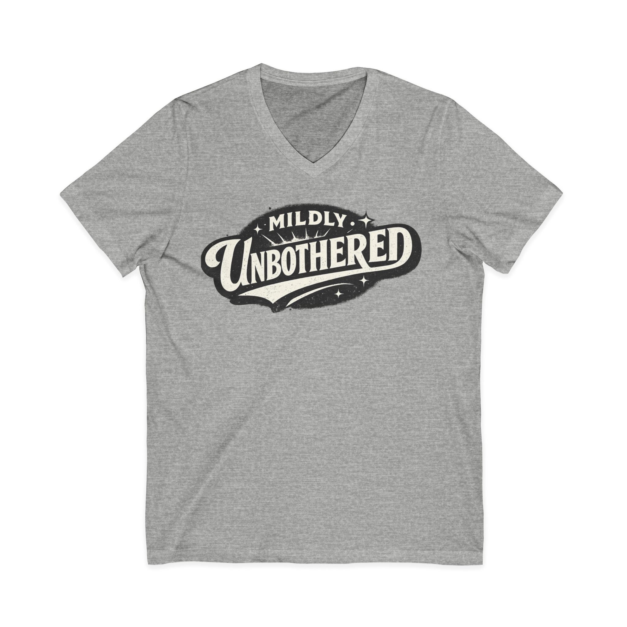Mildly Unbothered V-Neck Tee — Retro Graphic Relaxed Attitude Shirt
