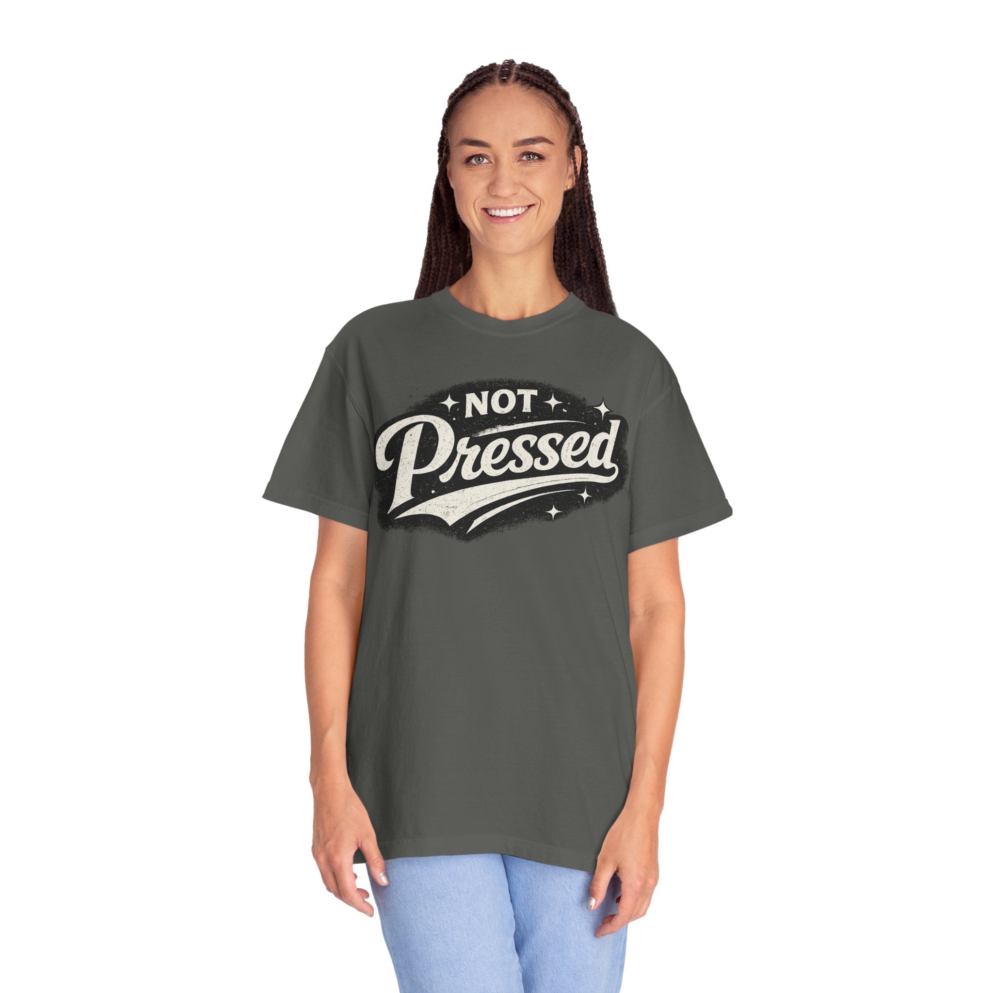 Not Pressed Graphic T-Shirt — Vintage Script Casual Tee